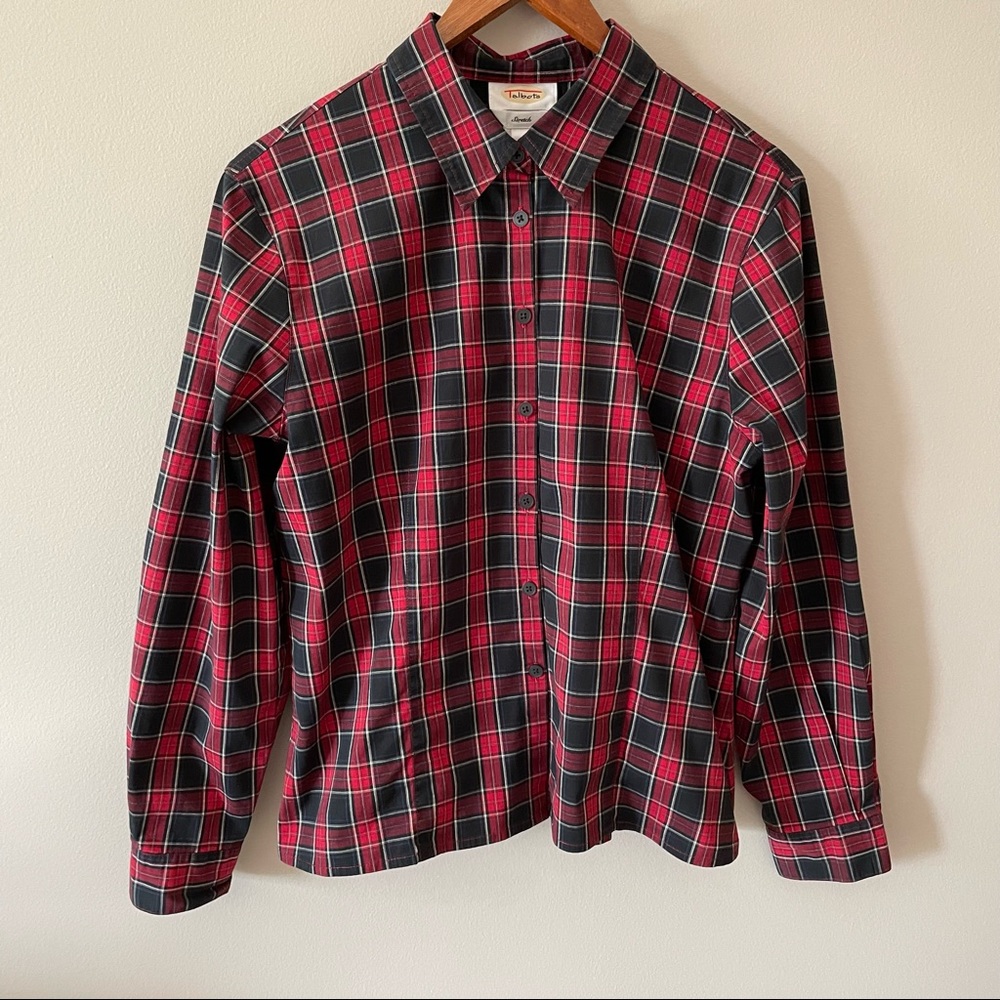Talbots Plaid Button Up Top